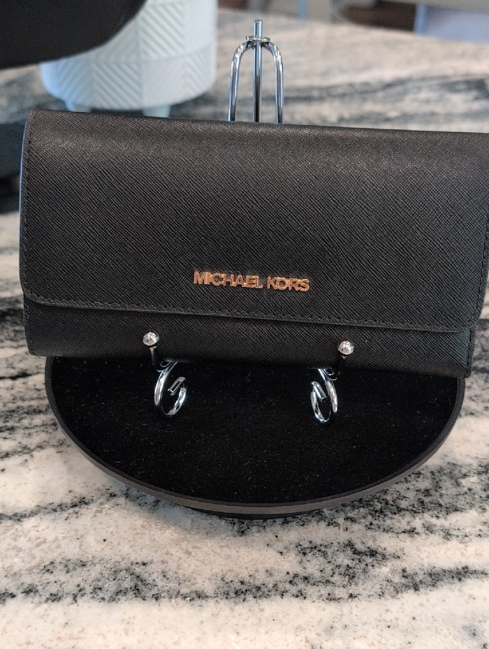 Michael Kors Rhea Black Pebbled Leather Hobo Crossbody w/Wallet - Picture 7 of 10